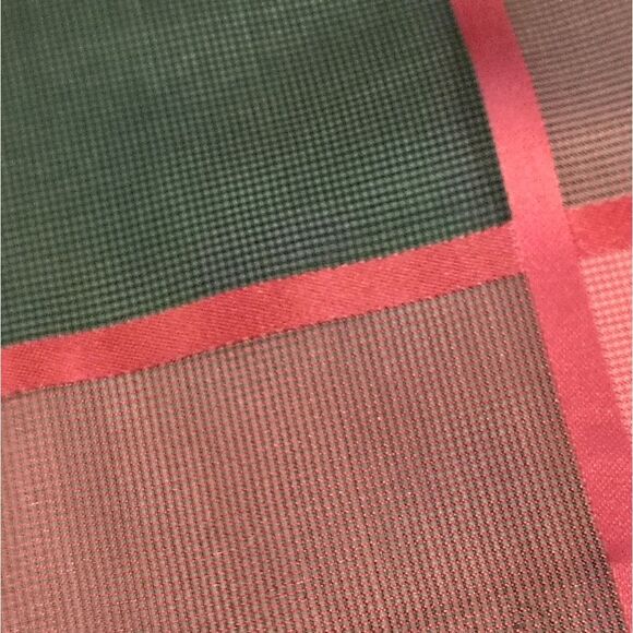 Vintage Checkered Square Scarf Pink & Grey Ribbon Rolled Hem - Picture 9 of 11